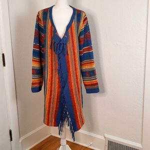 Wrangler Multi-color Open Front Tribal  Sweater